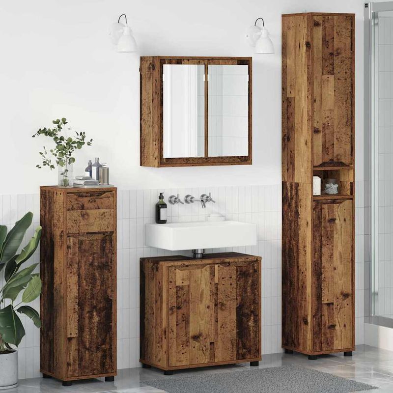 Casa si Gradina - Mobilier - Seturi de mobilier - Seturi baie - Set de mobilier pentru baie 4 pcs Lemn Vechi Lemn compozit - Infinity.ro