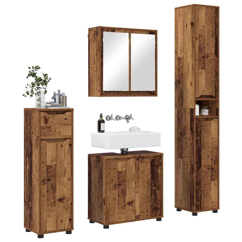 Casa si Gradina - Mobilier - Seturi de mobilier - Seturi baie - Set de mobilier pentru baie 4 pcs Lemn Vechi Lemn compozit - Infinity.ro