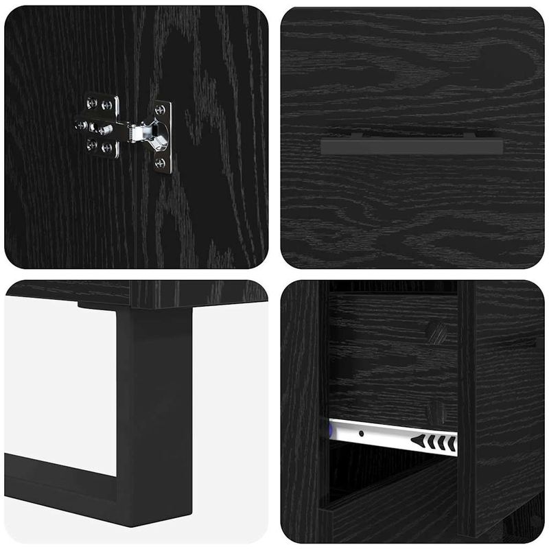 Casa si Gradina - Mobilier - Comode si corpuri - Comode - Bufet Pe perete cu sertar 2 pcs Stejar Negru Lemn compozit - Infinity.ro