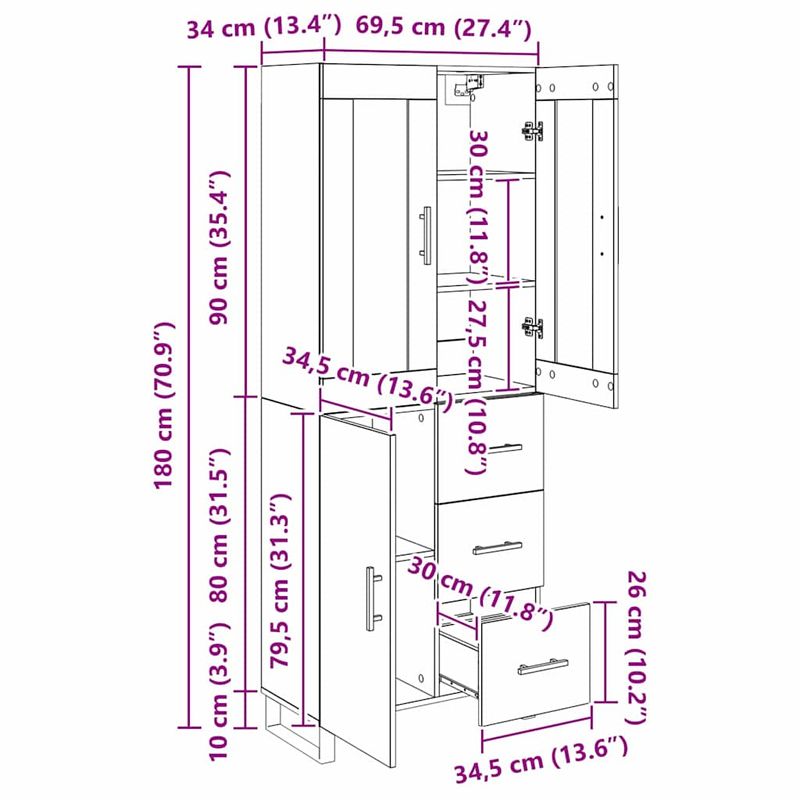 Casa si Gradina - Mobilier - Comode si corpuri - Comode - Bufet Pe perete cu sertar 2 pcs Stejar Negru Lemn compozit - Infinity.ro