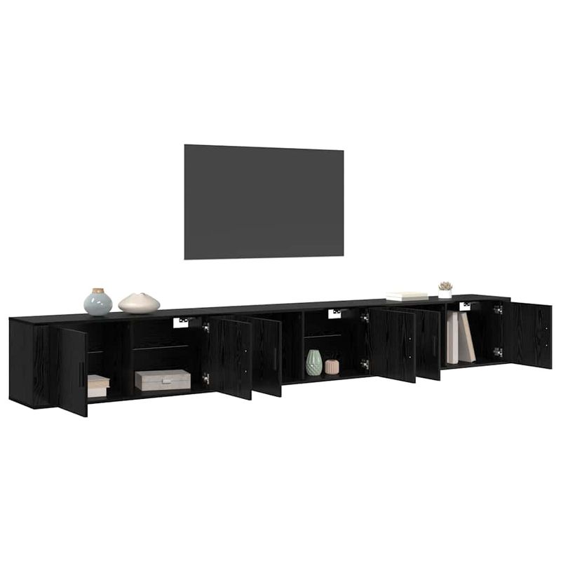Casa si Gradina - Mobilier - Seturi de mobilier - Seturi living - Set Dulap TV montat pe perete Pe perete 3 pcs Stejar Negru - Infinity.ro