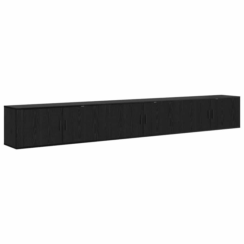 Casa si Gradina - Mobilier - Seturi de mobilier - Seturi living - Set Dulap TV montat pe perete Pe perete 3 pcs Stejar Negru - Infinity.ro