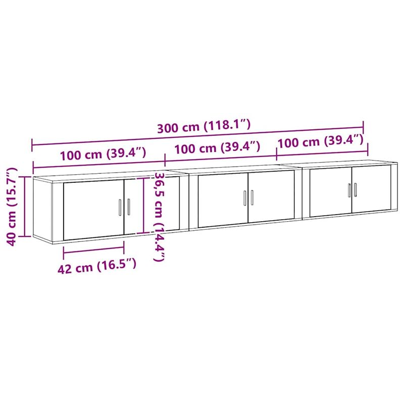 Casa si Gradina - Mobilier - Seturi de mobilier - Seturi living - Set Dulap TV montat pe perete Pe perete 3 pcs Stejar Negru - Infinity.ro