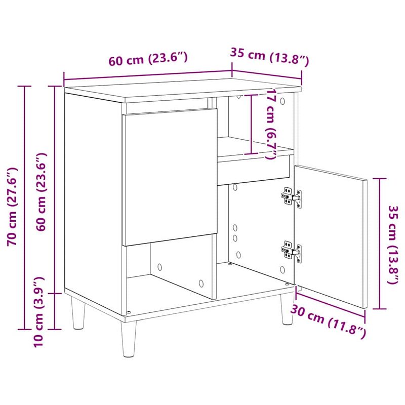 Casa si Gradina - Mobilier - Comode si corpuri - Comode - Bufeturi 3 pcs Stejar Artizanal 60 x 35 x 70 cm Lemn compozit - Infinity.ro