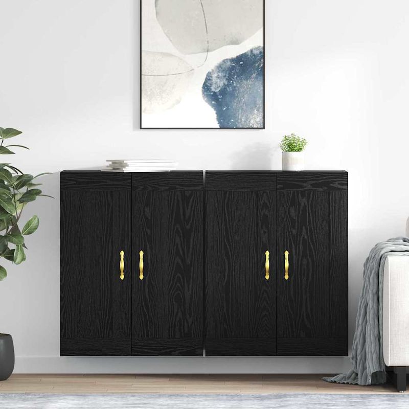 Casa si Gradina - Mobilier - Comode si corpuri - Comode - Usi pentru dulapuri montate pe perete 2 pcs Stejar Negru - Infinity.ro