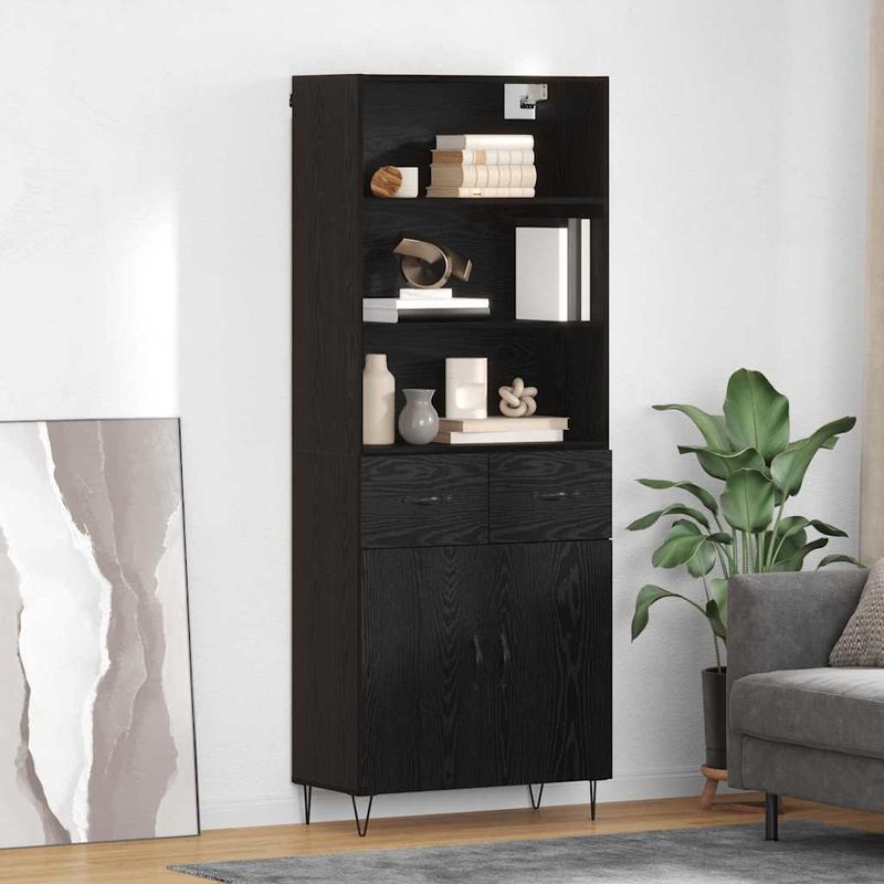 Casa si Gradina - Mobilier - Comode si corpuri - Comode - Bufet Pe perete cu sertar 2 pcs Stejar Negru Lemn compozit - Infinity.ro