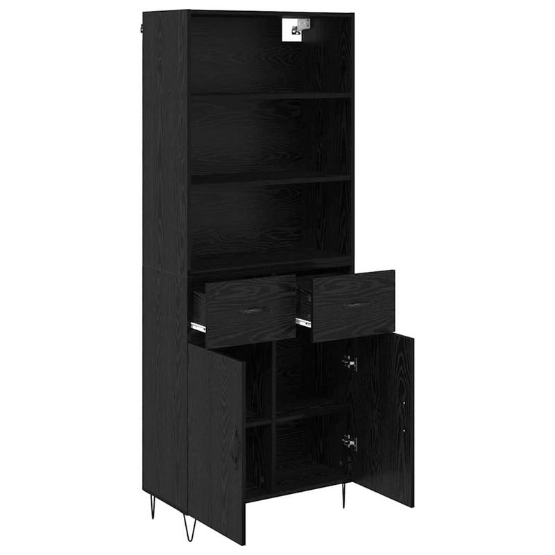 Casa si Gradina - Mobilier - Comode si corpuri - Comode - Bufet Pe perete cu sertar 2 pcs Stejar Negru Lemn compozit - Infinity.ro