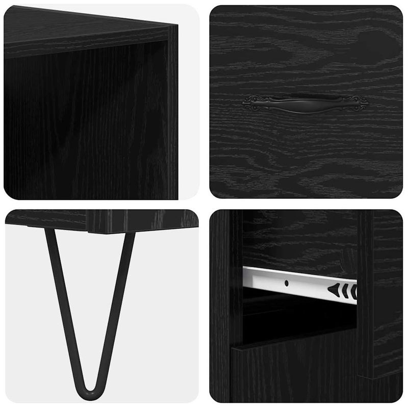 Casa si Gradina - Mobilier - Comode si corpuri - Comode - Bufet Pe perete cu sertar 2 pcs Stejar Negru Lemn compozit - Infinity.ro