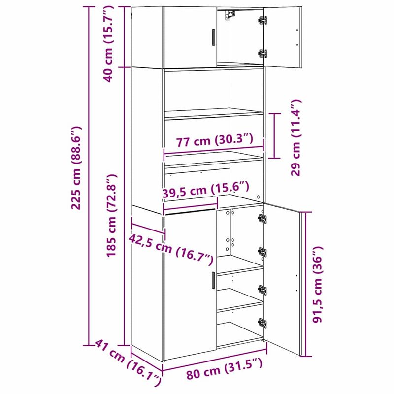 Casa si Gradina - Mobilier - Comode si corpuri - Comode - Dulap de depozitare Stejar Artizanal 80 x 42,5 x 225 cm - Infinity.ro