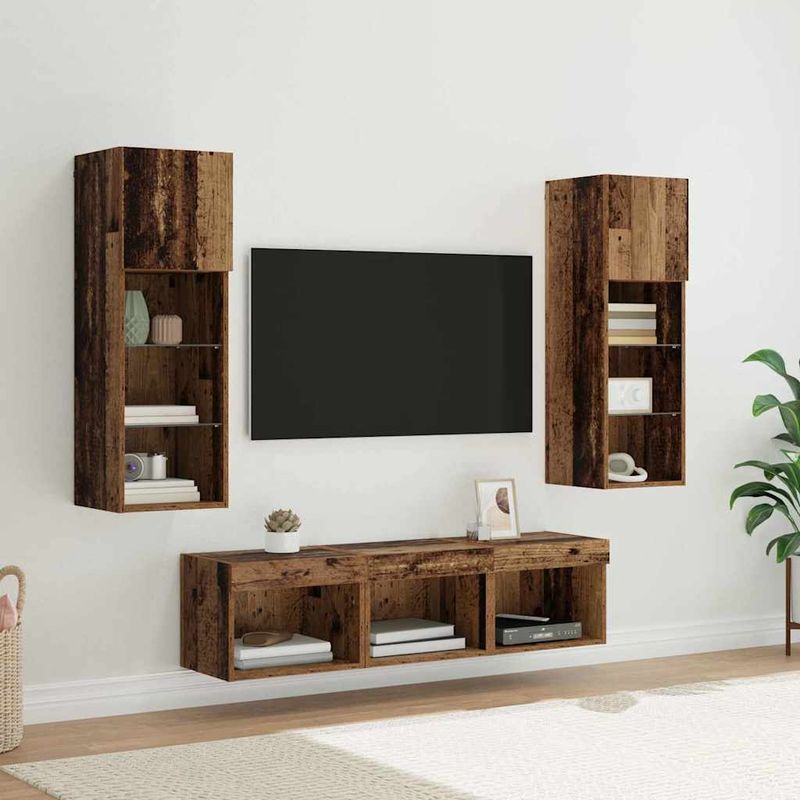 Casa si Gradina - Mobilier - Comode si corpuri - Comode - Unitati pentru Pereti de TV 5 pcs Stejar Negru 60 x 30 x 30 cm - Infinity.ro