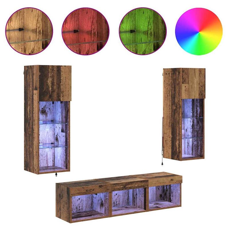 Casa si Gradina - Mobilier - Comode si corpuri - Comode - Unitati pentru Pereti de TV 5 pcs Stejar Negru 60 x 30 x 30 cm - Infinity.ro