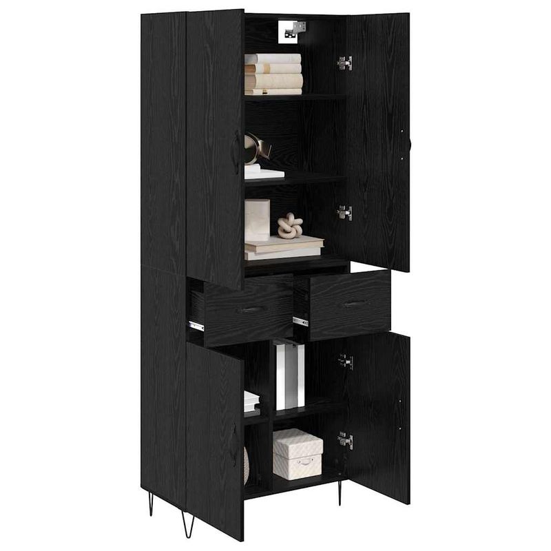 Casa si Gradina - Mobilier - Comode si corpuri - Comode - Bufet Pe perete cu sertar 2 pcs Stejar Negru Lemn compozit - Infinity.ro