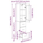 Casa si Gradina - Mobilier - Comode si corpuri - Corpuri bucatarie - Bufet cu sertar Lemn Vechi 34,5 x 34 x 180 cm Lemn compozit - Infinity.ro