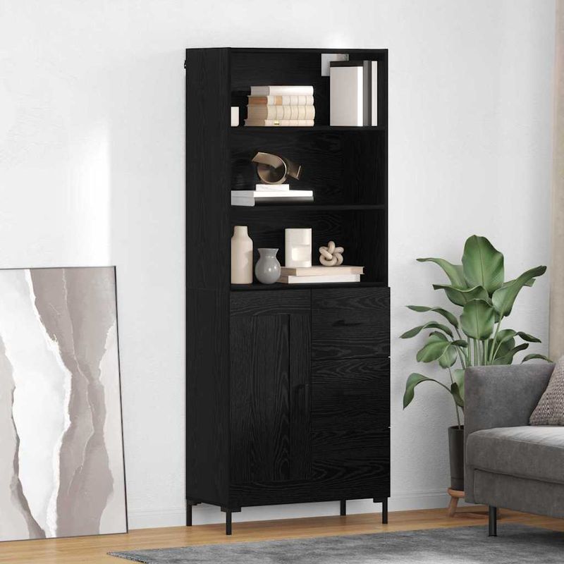 Casa si Gradina - Mobilier - Comode si corpuri - Comode - Bufet Pe perete cu sertar 2 pcs Stejar Negru Lemn compozit - Infinity.ro