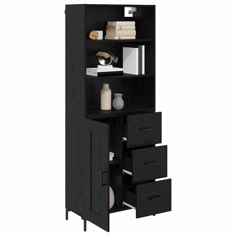 Casa si Gradina - Mobilier - Comode si corpuri - Comode - Bufet Pe perete cu sertar 2 pcs Stejar Negru Lemn compozit - Infinity.ro