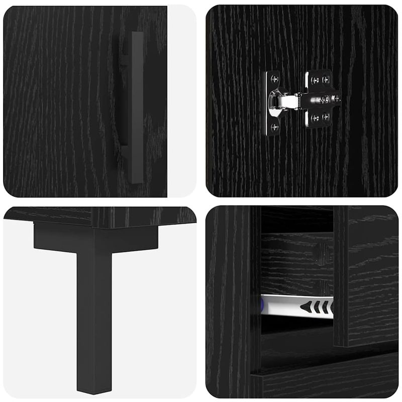 Casa si Gradina - Mobilier - Comode si corpuri - Comode - Bufet Pe perete cu sertar 2 pcs Stejar Negru Lemn compozit - Infinity.ro