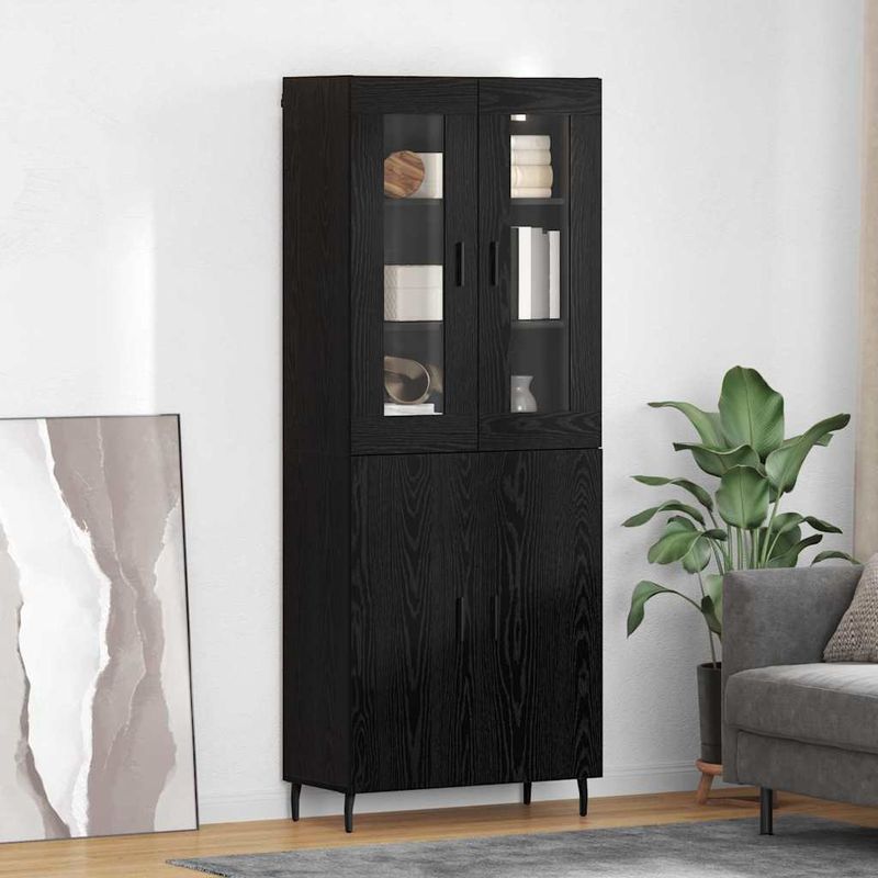 Casa si Gradina - Mobilier - Comode si corpuri - Comode - Bufet Pe perete Stejar Negru 69,5 x 34 x 180 cm Lemn compozit - Infinity.ro