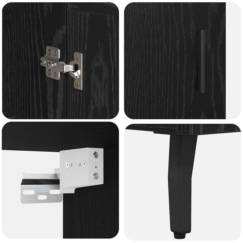 Casa si Gradina - Mobilier - Comode si corpuri - Comode - Bufet Pe perete Stejar Negru 69,5 x 34 x 180 cm Lemn compozit - Infinity.ro