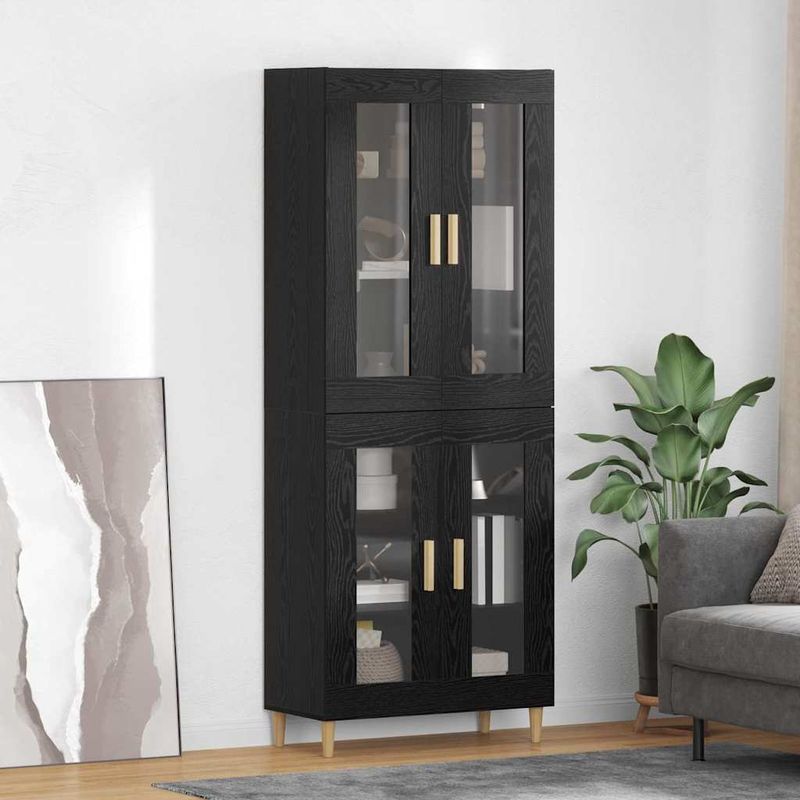Casa si Gradina - Mobilier - Comode si corpuri - Comode - Bufet Pe perete 2 pcs Stejar Negru Lemn compozit - Infinity.ro