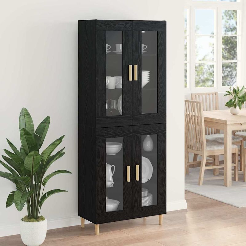 Casa si Gradina - Mobilier - Comode si corpuri - Comode - Bufet Pe perete 2 pcs Stejar Negru Lemn compozit - Infinity.ro