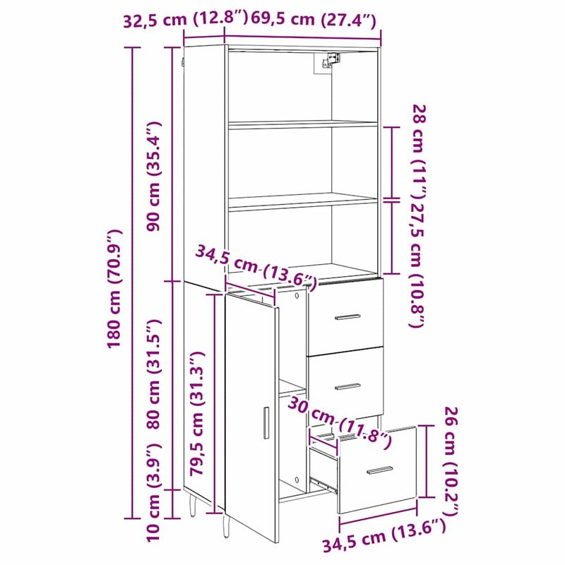 Casa si Gradina - Mobilier - Comode si corpuri - Corpuri bucatarie - Bufet 2 pcs Stejar Negru 69,5 x 34 x 180 cm Lemn compozit - Infinity.ro