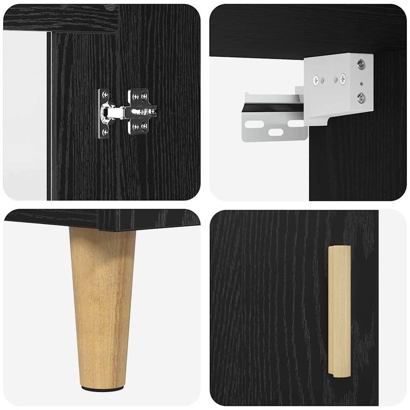 Casa si Gradina - Mobilier - Comode si corpuri - Comode - Bufet Pe perete 2 pcs Stejar Negru Lemn compozit - Infinity.ro