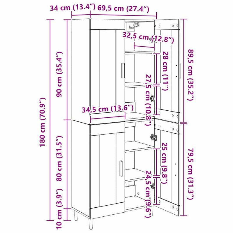 Casa si Gradina - Mobilier - Comode si corpuri - Comode - Bufet Pe perete 2 pcs Stejar Negru Lemn compozit - Infinity.ro