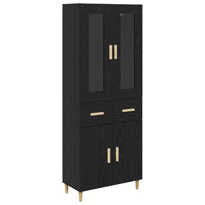Casa si Gradina - Mobilier - Comode si corpuri - Comode - Bufet Pe perete cu sertar 2 pcs Stejar Negru Lemn compozit - Infinity.ro
