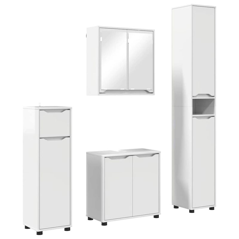 Casa si Gradina - Mobilier - Seturi de mobilier - Seturi baie - Set de mobilier pentru baie 4 pcs Alb lucios Lemn compozit - Infinity.ro