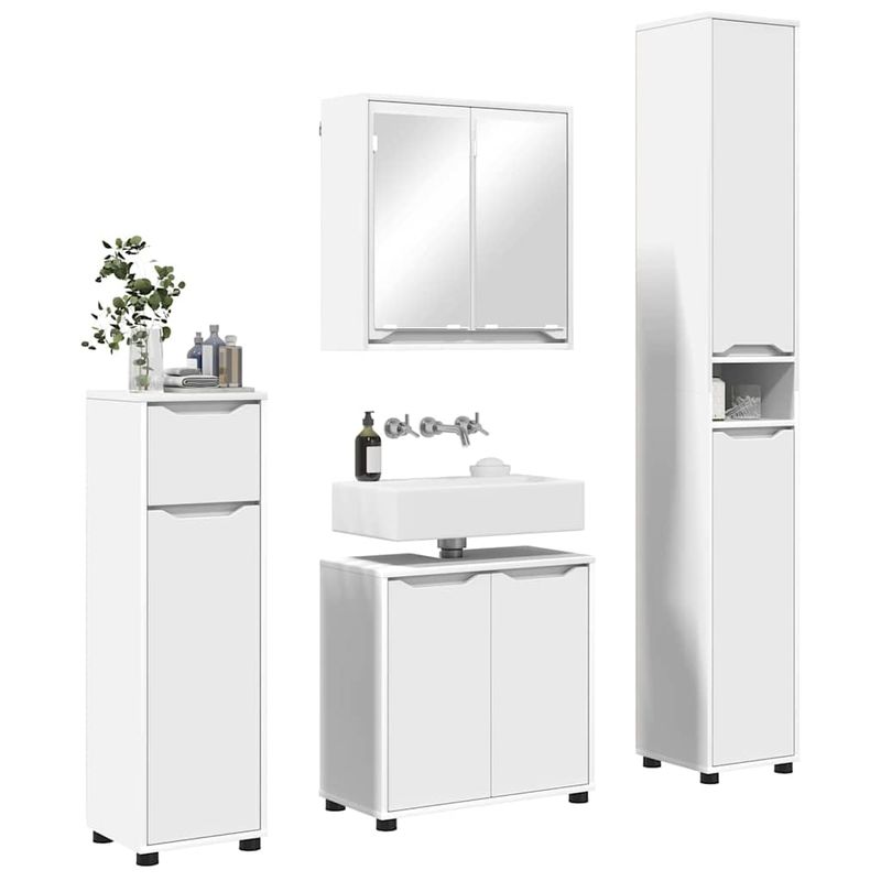 Casa si Gradina - Mobilier - Seturi de mobilier - Seturi baie - Set de mobilier pentru baie cu sertar 4 pcs Alb Lemn compozit - Infinity.ro