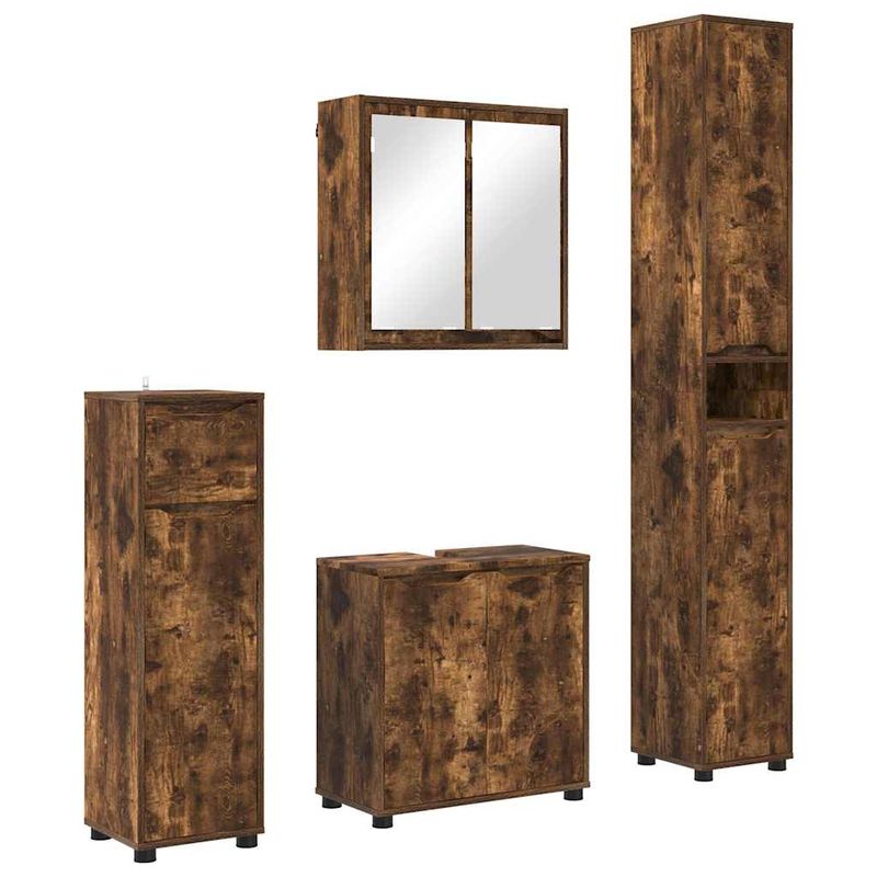 Casa si Gradina - Mobilier - Seturi de mobilier - Seturi baie - Set de mobilier pentru baie 4 pcs Stejar fumuriu Lemn compozit - Infinity.ro