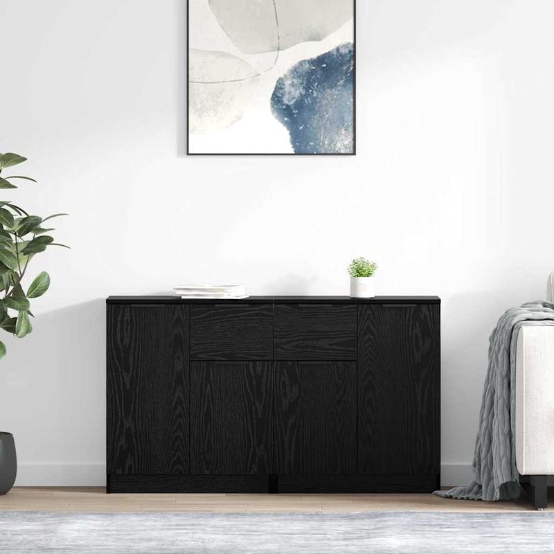 Casa si Gradina - Mobilier - Comode si corpuri - Comode - Bufeturi 2 pcs Stejar Negru 60 x 30 x 70 cm Lemn compozit - Infinity.ro