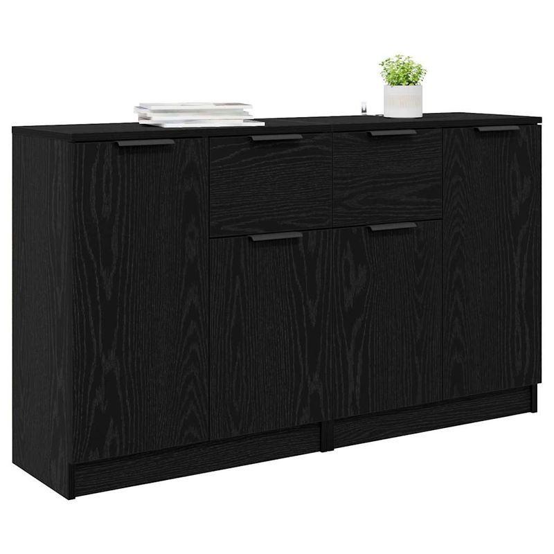 Casa si Gradina - Mobilier - Comode si corpuri - Comode - Bufeturi 2 pcs Stejar Negru 60 x 30 x 70 cm Lemn compozit - Infinity.ro