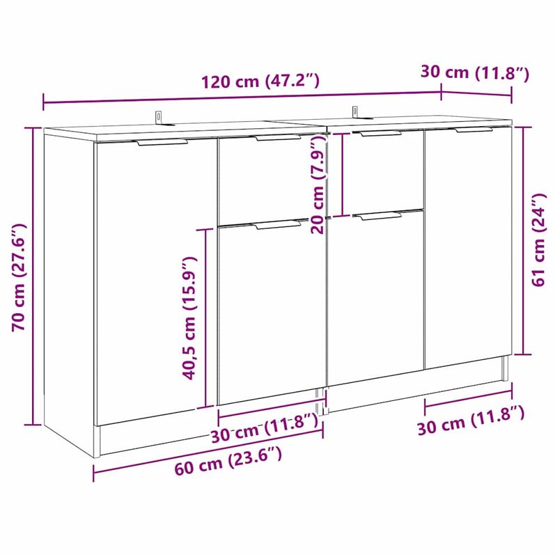 Casa si Gradina - Mobilier - Comode si corpuri - Comode - Bufeturi 2 pcs Stejar Negru 60 x 30 x 70 cm Lemn compozit - Infinity.ro