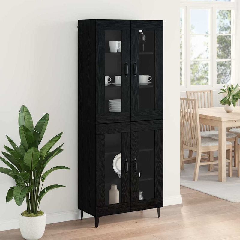 Casa si Gradina - Mobilier - Comode si corpuri - Comode - Bufet Pe perete Stejar Negru 69,5 x 34 x 180 cm Lemn compozit - Infinity.ro