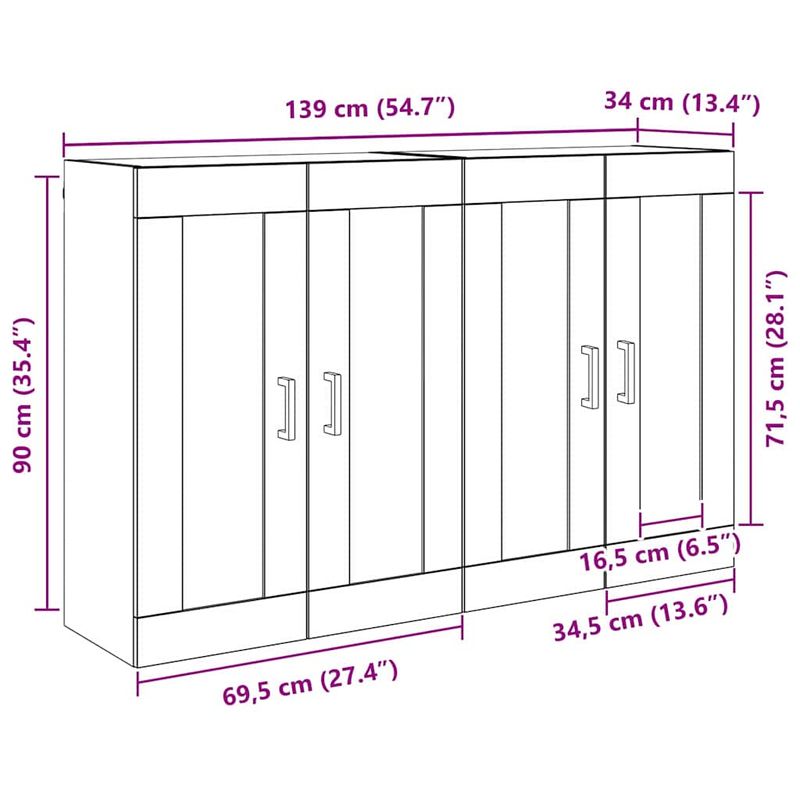 Casa si Gradina - Mobilier - Comode si corpuri - Comode - Usi pentru dulapuri montate pe perete 2 pcs Lemn Vechi - Infinity.ro