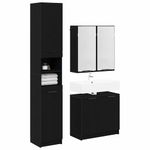 Casa si Gradina - Mobilier - Seturi de mobilier - Seturi baie - Set dulap baie cu raft cu usa 3 pcs Stejar Negru Lemn compozit - Infinity.ro