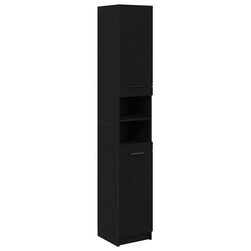 Casa si Gradina - Mobilier - Seturi de mobilier - Seturi baie - Set dulap baie cu raft cu usa 3 pcs Stejar Negru Lemn compozit - Infinity.ro