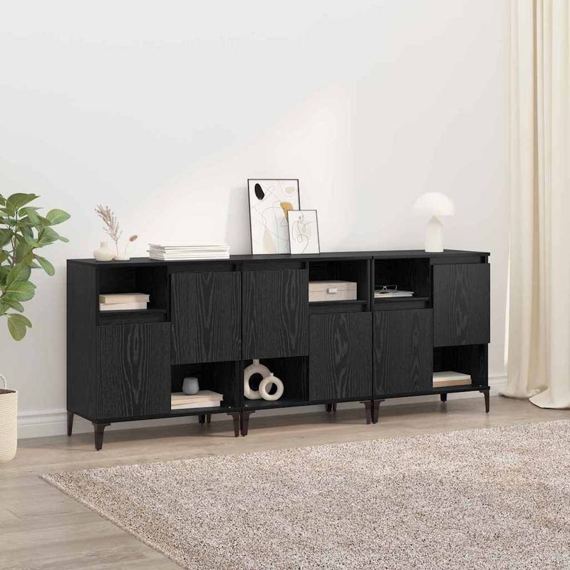 Casa si Gradina - Mobilier - Comode si corpuri - Comode - Bufeturi 3 pcs Stejar Negru 60 x 35 x 70 cm Lemn compozit - Infinity.ro
