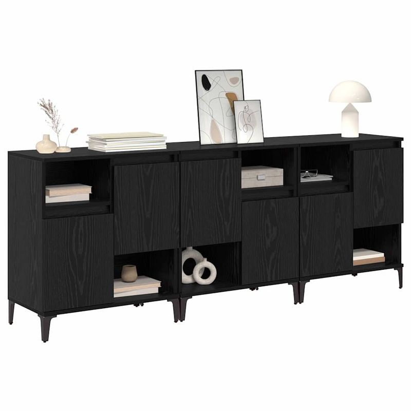Casa si Gradina - Mobilier - Comode si corpuri - Comode - Bufeturi 3 pcs Stejar Negru 60 x 35 x 70 cm Lemn compozit - Infinity.ro