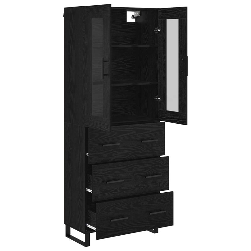 Casa si Gradina - Mobilier - Comode si corpuri - Corpuri bucatarie - Bufet Pe perete Stejar Negru 69,5 x 34 x 180 cm Lemn compozit - Infinity.ro