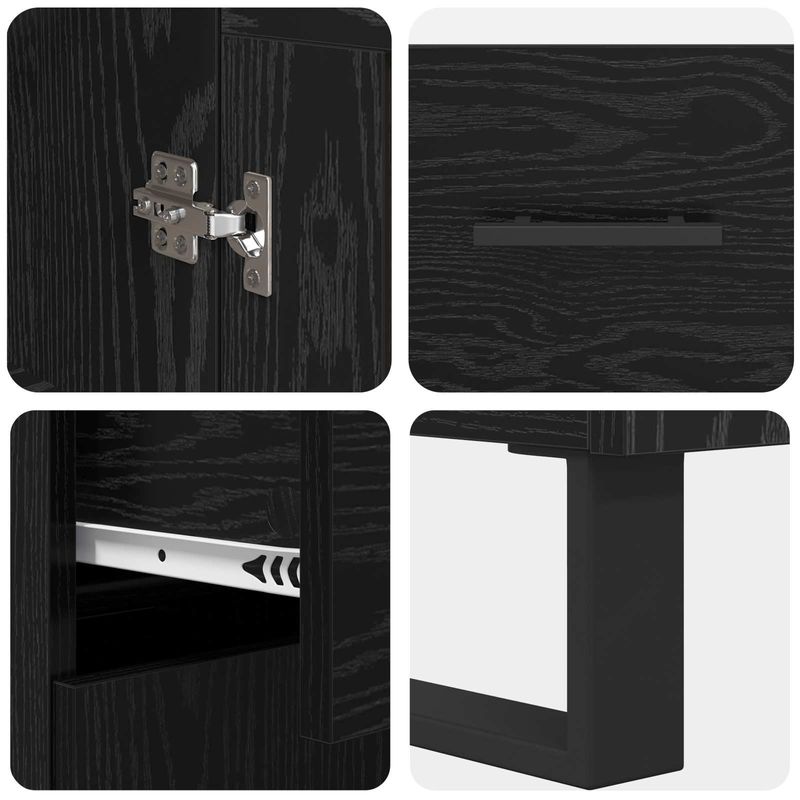 Casa si Gradina - Mobilier - Comode si corpuri - Corpuri bucatarie - Bufet Pe perete Stejar Negru 69,5 x 34 x 180 cm Lemn compozit - Infinity.ro
