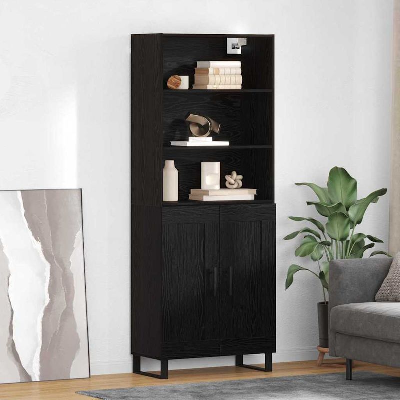 Casa si Gradina - Mobilier - Comode si corpuri - Comode - Bufet Pe perete cu sertar 2 pcs Stejar Negru Lemn compozit - Infinity.ro