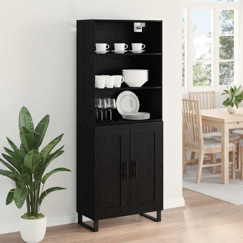 Casa si Gradina - Mobilier - Comode si corpuri - Comode - Bufet Pe perete cu sertar 2 pcs Stejar Negru Lemn compozit - Infinity.ro