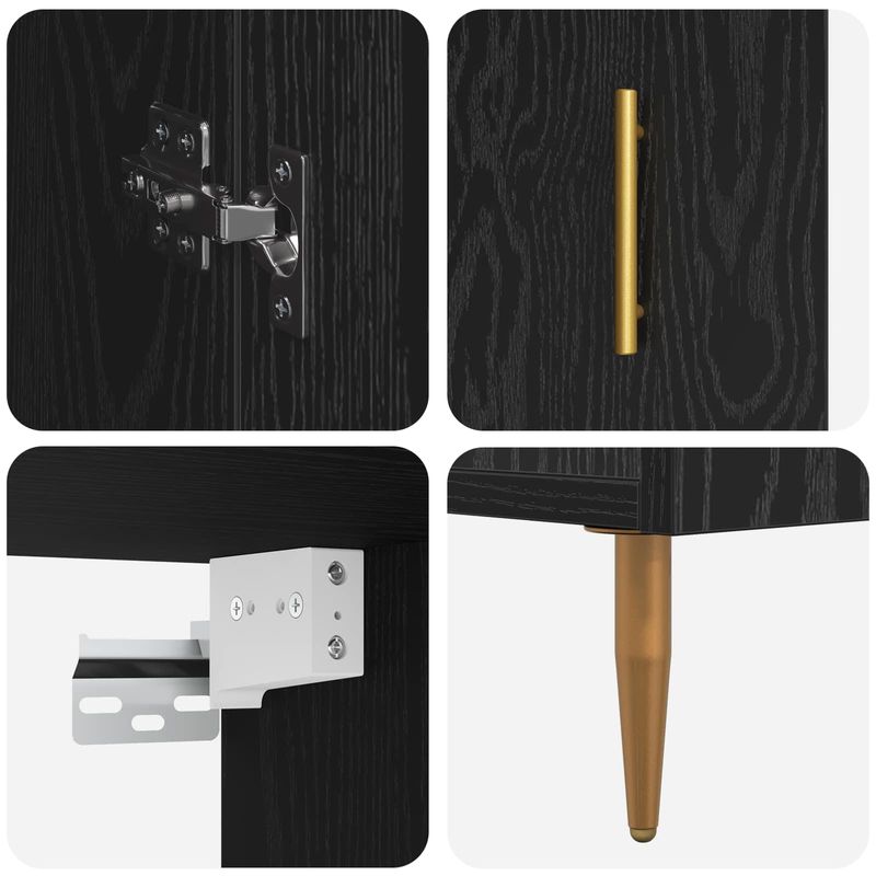 Casa si Gradina - Mobilier - Comode si corpuri - Comode - Bufet Pe perete Stejar Negru 69,5 x 34 x 180 cm Lemn compozit - Infinity.ro