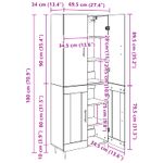 Casa si Gradina - Mobilier - Comode si corpuri - Comode - Bufet Pe perete Stejar Negru 69,5 x 34 x 180 cm Lemn compozit - Infinity.ro