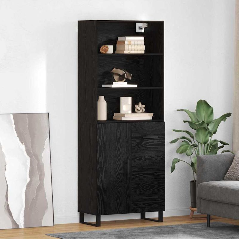 Casa si Gradina - Mobilier - Comode si corpuri - Comode - Bufet Pe perete cu sertar 2 pcs Stejar Negru Lemn compozit - Infinity.ro