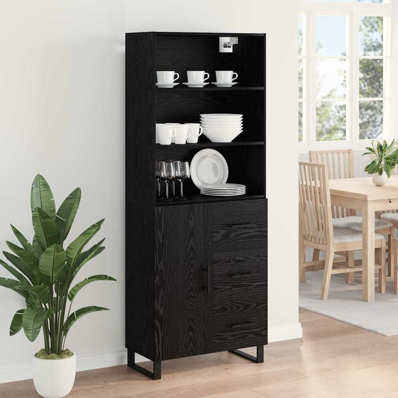 Casa si Gradina - Mobilier - Comode si corpuri - Comode - Bufet Pe perete cu sertar 2 pcs Stejar Negru Lemn compozit - Infinity.ro