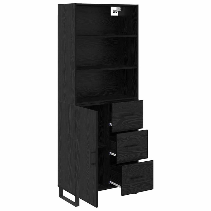 Casa si Gradina - Mobilier - Comode si corpuri - Comode - Bufet Pe perete cu sertar 2 pcs Stejar Negru Lemn compozit - Infinity.ro