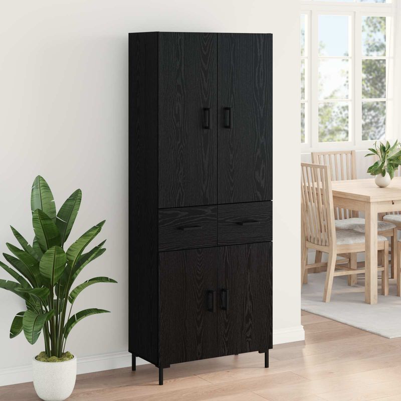 Casa si Gradina - Mobilier - Comode si corpuri - Corpuri bucatarie - Bufet Pe perete Stejar Negru 69,5 x 34 x 180 cm Lemn compozit - Infinity.ro